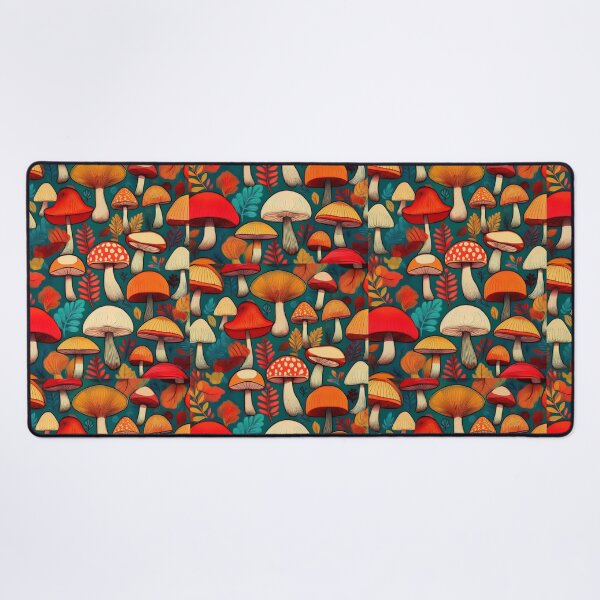 Item preview, It's raining mushrooms, warm Autumn colours mushroom houses, mushroom pattern watercolour vintage fall season burnt orange leafy designed and sold by navitalidesign.