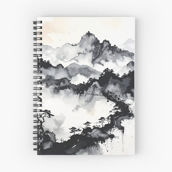 Item preview, Misty Japanese Mountains Ink Wash Landscape designed and sold by BetweenForms.