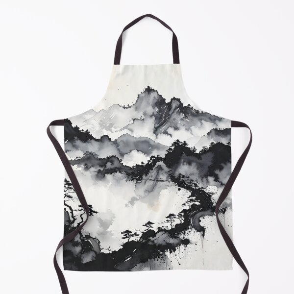 Item preview, Misty Japanese Mountains Ink Wash Landscape designed and sold by BetweenForms.
