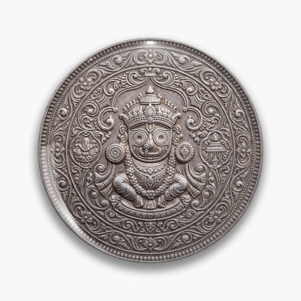 Artikelvorschau, Silberne Jagannath-Münze | Heiliges Münzdesign des Hinduismus entworfen und verkauft von CosmicLotusArt.