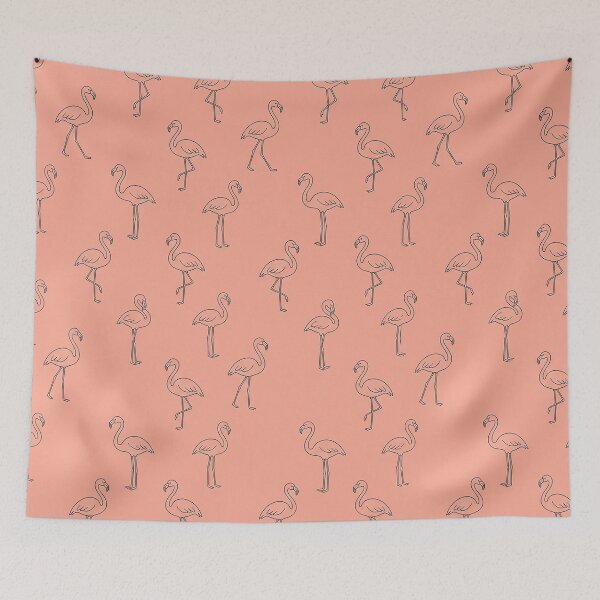 Item preview, Minimalist Pink Flamingo Line Art Seamless Pattern Design by MNS designed and sold by ashenlocs.