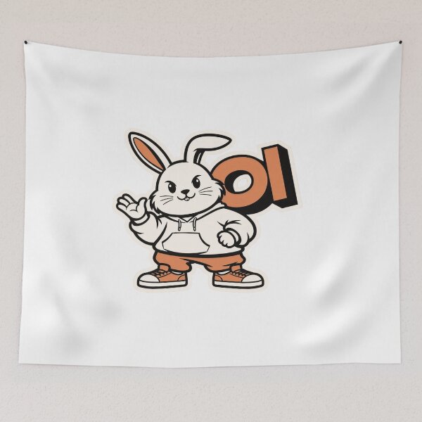 Item preview, Oi Streetwear White Bunny Waving Hello designed and sold by a575642903.