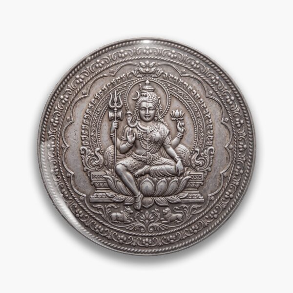 Item preview, Silver Ardhanarishvara Coin Art | Hindu Sacred Coin Design designed and sold by CosmicLotusArt.