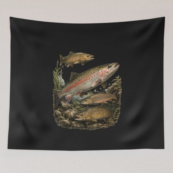Item preview, 90s River Wildlife T-Shirt - Men & Women's Unisex Graphic Tee - Vintage Rainbow Trout Tee - Fishing Shirts - Retro Fish Shirt - Nature Top designed and sold by greatmar1.