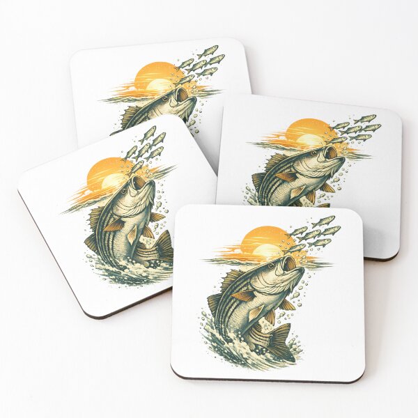 Item preview, Striped bass chasing small fish at dawn. designed and sold by Daily Quirk.