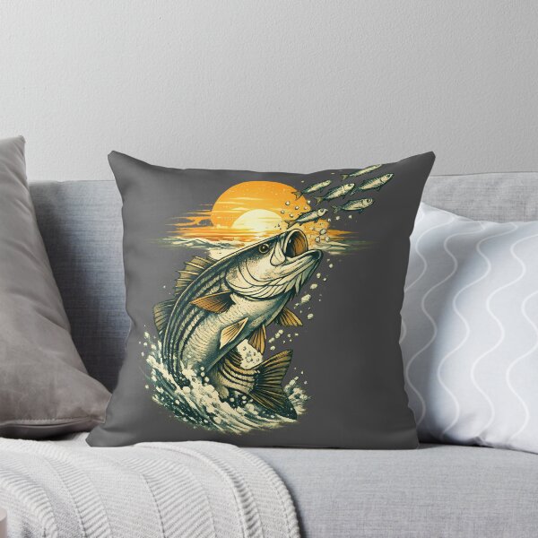 Item preview, Striped bass chasing small fish at dawn. designed and sold by Daily Quirk.