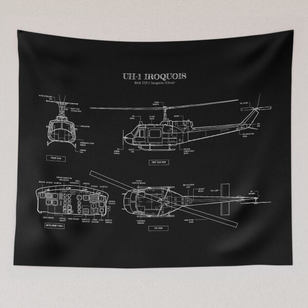 Item preview, UH-1 Iroquois  (White Stencil - No Background) designed and sold by BGALAXY.