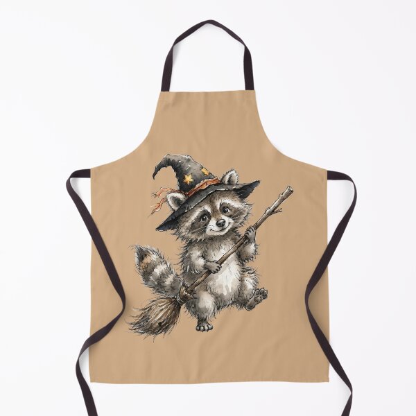 Item preview, Cute Raccoon Witch Flying Broomstick Halloween Watercolor designed and sold by BreezifyDesignStudio.