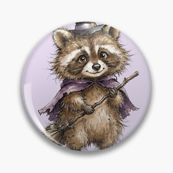 Item preview, Cute Raccoon Witch Purple Cape Halloween Watercolor designed and sold by BreezifyDesignStudio.