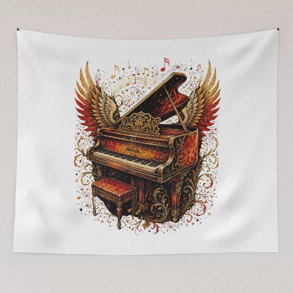 Item preview,  Winged Piano Vintage Music Art Baroque Grand Piano Design designed and sold by SARAGOZ.