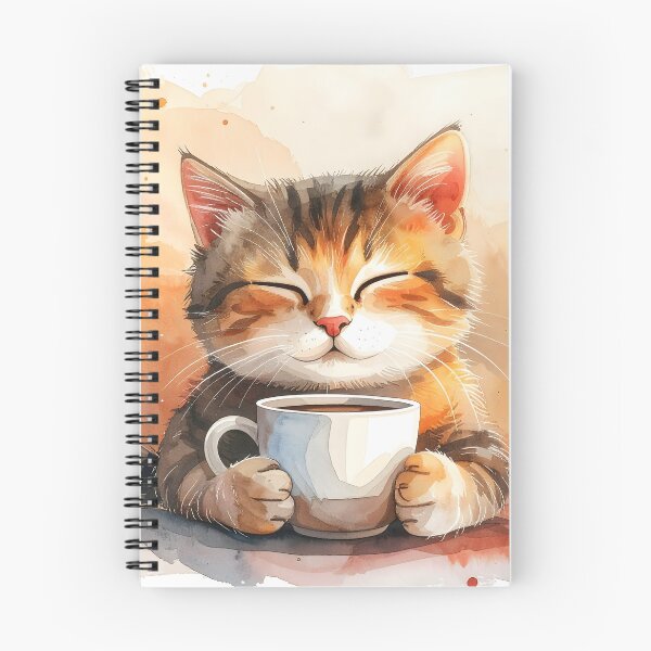 Item preview, Cozy Cat Holding Warm Coffee Mug Watercolor designed and sold by BetweenForms.