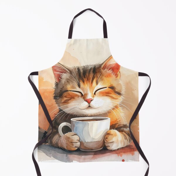 Item preview, Cozy Cat Holding Warm Coffee Mug Watercolor designed and sold by BetweenForms.