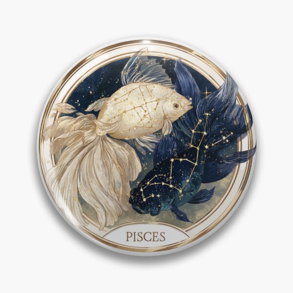 Item preview, Pisces Zodiac Fish Astrology Celestial Constellation Gold Navy PNG designed and sold by MythicMood.