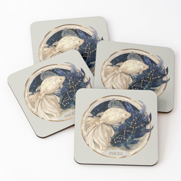 Item preview, Pisces Zodiac Fish Astrology Celestial Constellation Gold Navy PNG designed and sold by MythicMood.