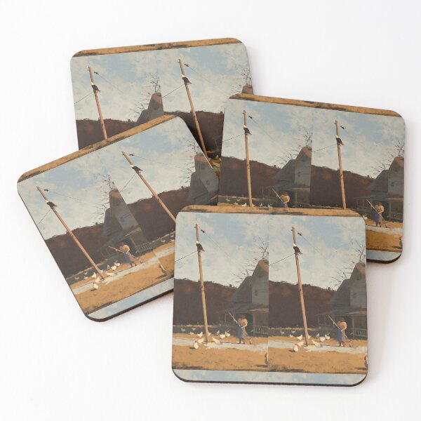 Item preview, Bald Eagle Watching Chickens – Rustic Farm Wildlife Art designed and sold by TreatLLC.