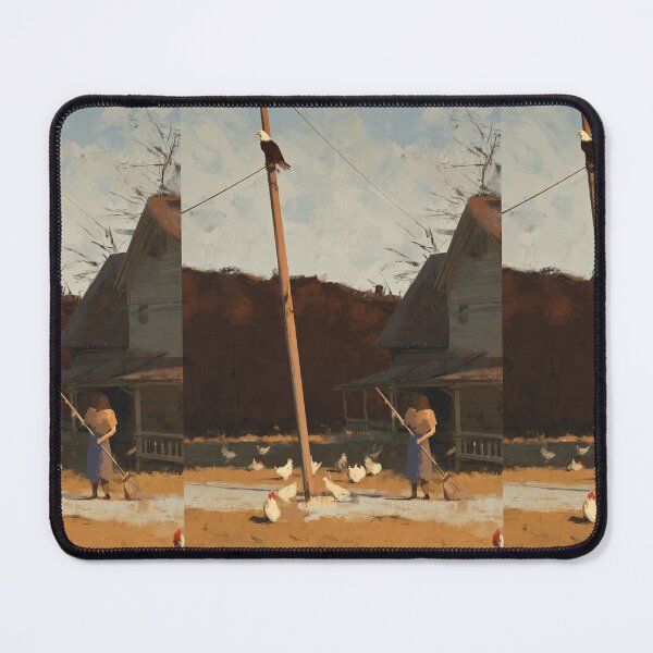 Item preview, Bald Eagle Watching Chickens – Rustic Farm Wildlife Art designed and sold by TreatLLC.