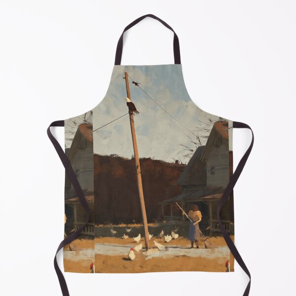 Item preview, Bald Eagle Watching Chickens – Rustic Farm Wildlife Art designed and sold by TreatLLC.