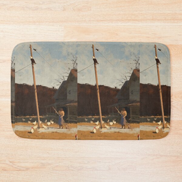 Item preview, Bald Eagle Watching Chickens – Rustic Farm Wildlife Art designed and sold by TreatLLC.