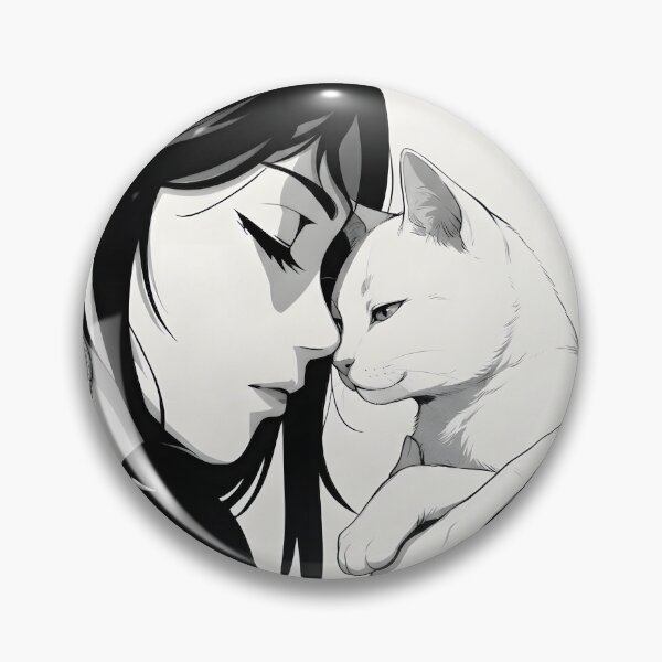 Item preview, Cute alternative goth girl with a white cat designed and sold by OH-MY-GOTH.