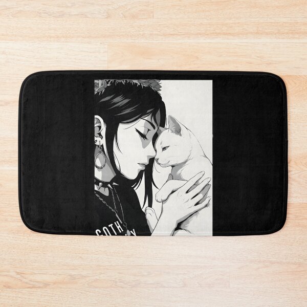 Item preview, Cute alternative goth girl with a white cat designed and sold by OH-MY-GOTH.