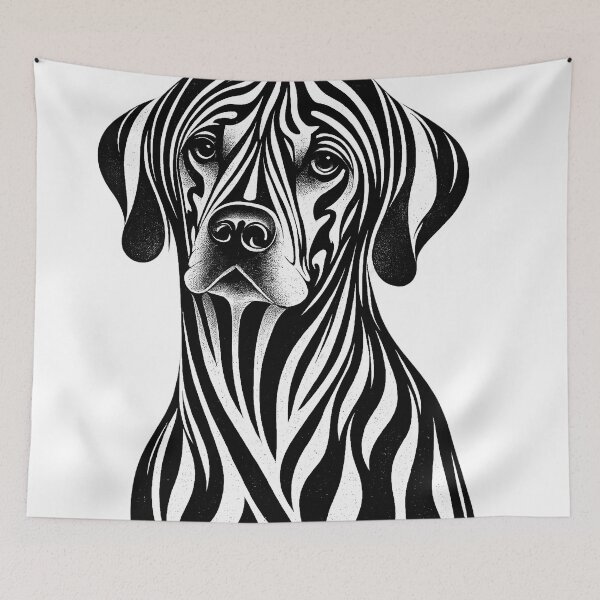 Item preview, Black and White Line Art Dog Portrait designed and sold by GRFORA.