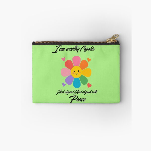 Item preview, I Am Worthy Capable and Aligned With Peace Smiley Flower Quote designed and sold by NikBrin Prevail .