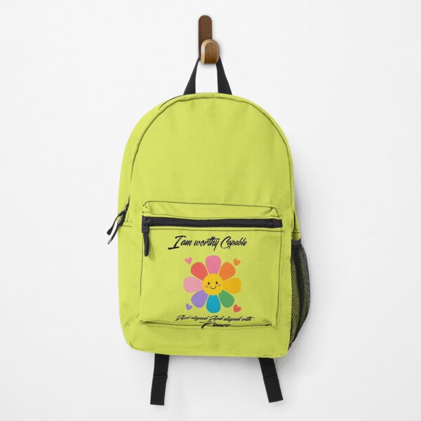 Item preview, I Am Worthy Capable and Aligned With Peace Smiley Flower Quote designed and sold by NikBrin Prevail .