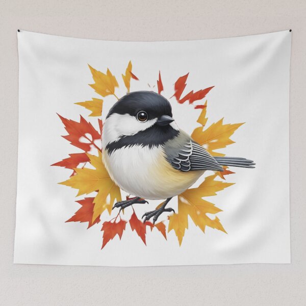 Item preview, Autumn Chickadee – Cozy Fall Leaves Bird designed and sold by Awarrie.