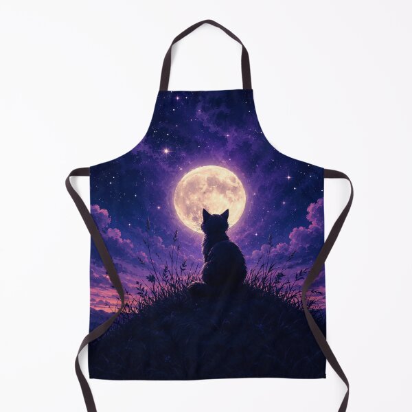 Item preview, Black Cat Under Crescent Moon | Celestial Cat Witchy Night Sky Art designed and sold by AbstractAuraArt.