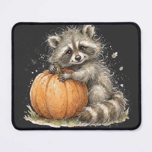 Item preview, Cute Raccoon Hugging Autumn Pumpkin Halloween Watercolor designed and sold by BreezifyDesignStudio.