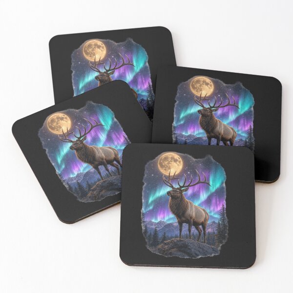 Item preview, Bull Elk Under Northern Lights & Full Moon designed and sold by RickyHN7.