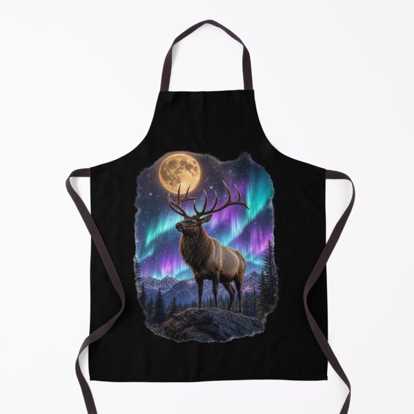 Item preview, Bull Elk Under Northern Lights & Full Moon designed and sold by RickyHN7.