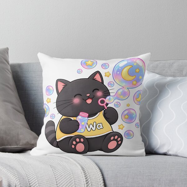 Item preview, Kawaii Black Cat Blowing Star Bubbles Cute Cartoon Animal Design designed and sold by Wawa5656.