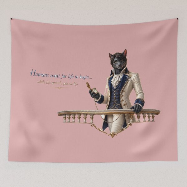 Item preview, Waiting for Life – Philosophical Cat Quote designed and sold by VolkovaLenaArt.