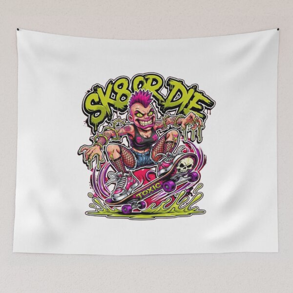 Item preview, Sk8 Or Die Punk Skater Girl Toxic Monster designed and sold by smartlogo_factory.