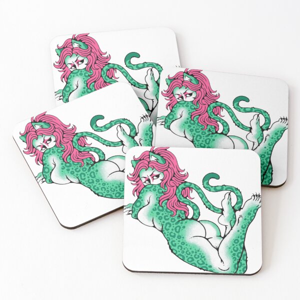 Item preview, Green Leopard Cat Girl Art designed and sold by a-baker-zl.