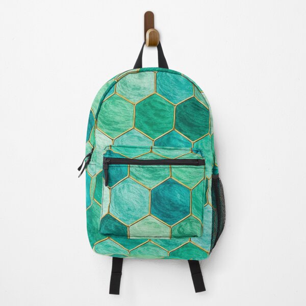 Item preview, Topaz Mosaic Pattern – Elegant Turquoise and Golden Hexagons designed and sold by annenambiro.