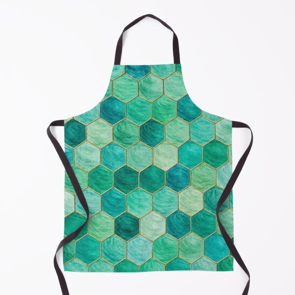 Item preview, Topaz Mosaic Pattern – Elegant Turquoise and Golden Hexagons designed and sold by annenambiro.