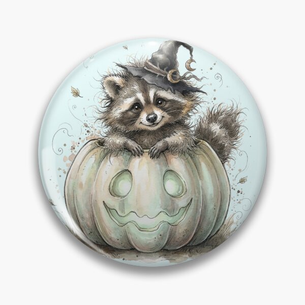Item preview, Cute Raccoon Witch Inside Glowing Jack O Lantern Halloween designed and sold by BreezifyDesignStudio.
