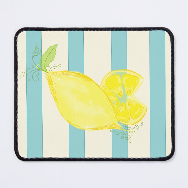 Item preview, Coastal Lemon & Sky Blue Stripes – Summer Citrus Illustration designed and sold by Arabesque.fromSadia.