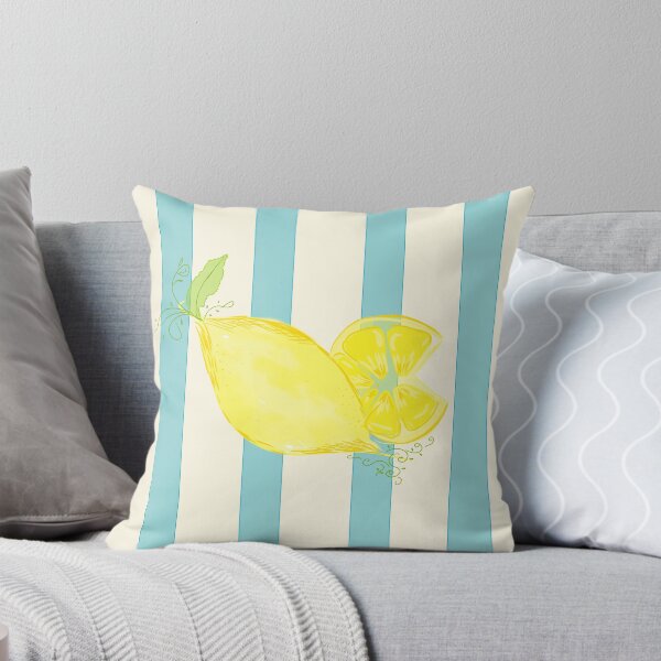 Item preview, Coastal Lemon & Sky Blue Stripes – Summer Citrus Illustration designed and sold by Arabesque.fromSadia.