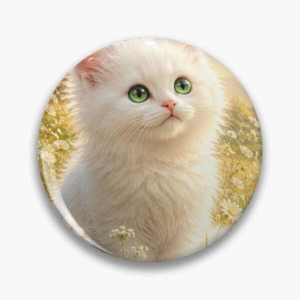 Item preview, Cute White Kitten in Daisies designed and sold by cat-chaos-club.