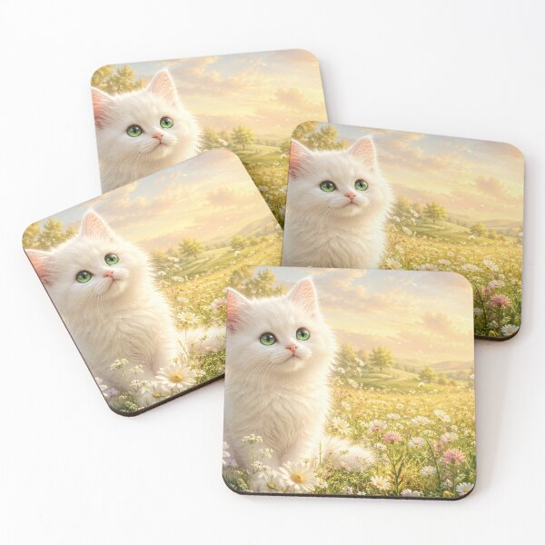 Item preview, Cute White Kitten in Daisies designed and sold by cat-chaos-club.