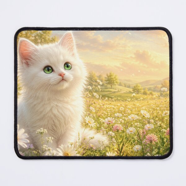 Item preview, Cute White Kitten in Daisies designed and sold by cat-chaos-club.
