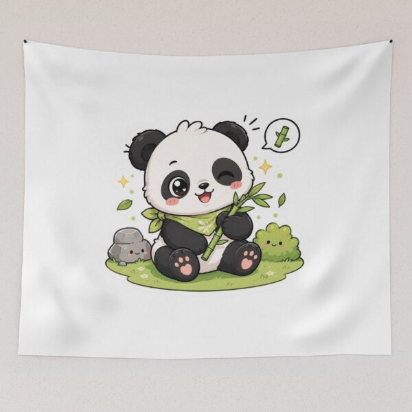 Item preview, Cute Kawaii Panda Bamboo Design – Adorable Panda Illustration Gift for Kids & Panda Lovers designed and sold by Vegasstickers.