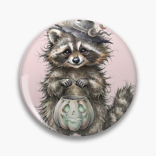 Item preview, Cute Raccoon Witch Trick or Treat Pumpkin Bucket Halloween designed and sold by BreezifyDesignStudio.