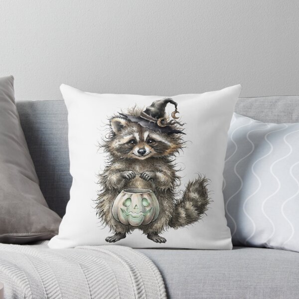 Item preview, Cute Raccoon Witch Trick or Treat Pumpkin Bucket Halloween designed and sold by BreezifyDesignStudio.