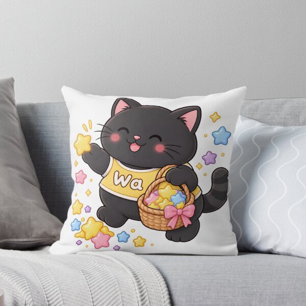 Item preview, Kawaii Black Cat Collecting Fallen Stars Cute Cartoon Animal Design designed and sold by Wawa5656.