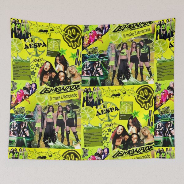 Item preview, aespa Lemonade Neon Green Kpop Collage designed and sold by KryaArts27.