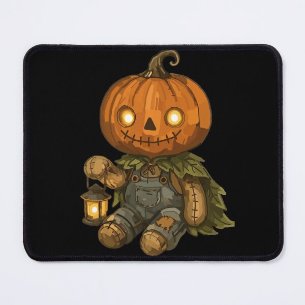 Item preview, Cute Pumpkin Head Scarecrow Holding Lantern - Vintage Cottagecore Halloween Jack-o'-Lantern Doll Graphic designed and sold by GrimNest.